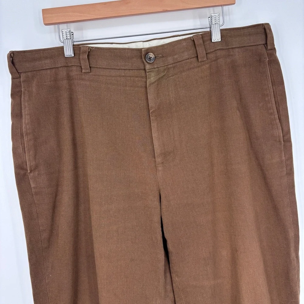 Brooks Brothers Hudson Twill Chino Pants Mens 36x31 (Tag 36x34) Brown Italian